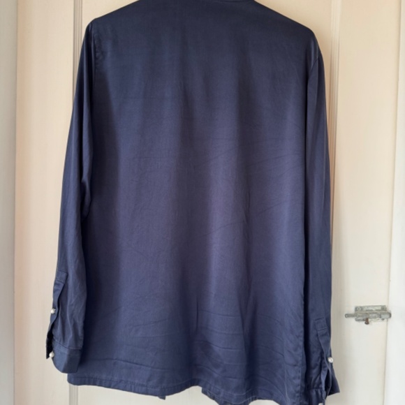 LilySilk Classic Pearl Button Silk Shirt, Navy Blue, Size L - Picture 2 of 7